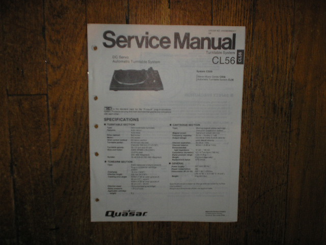 CL56 Turntable Service Manual  Quasar