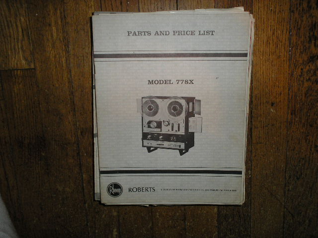 778X Stereo Reel to Reel Tape Deck Parts Manual  ROBERTS