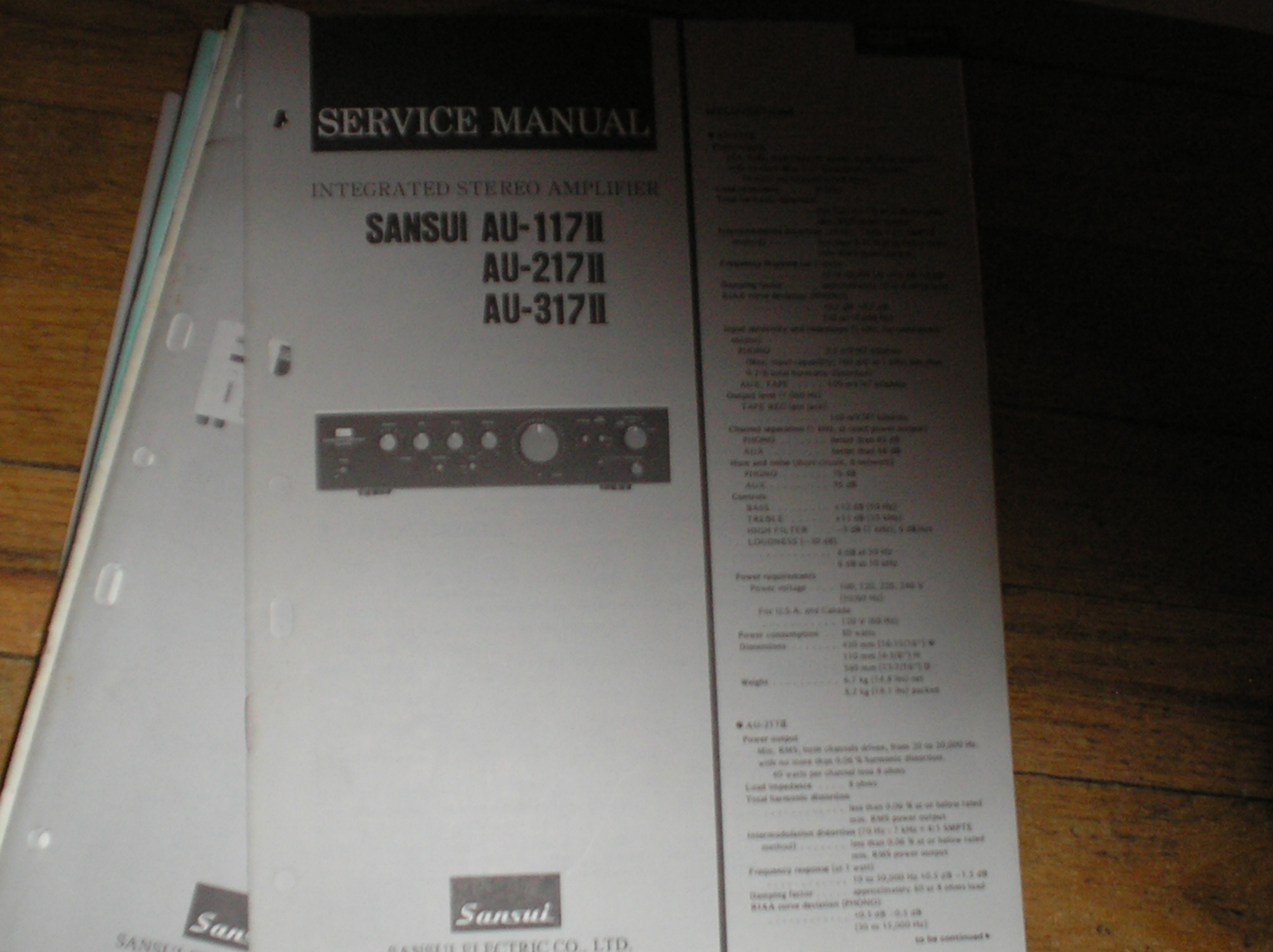 AU-117 II Amplifier Service Manual  Sansui