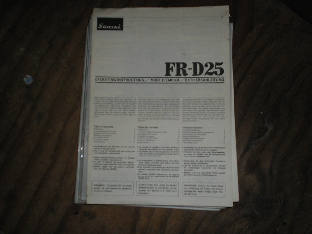 FR-D25 Turntable Owners Manual  Sansui