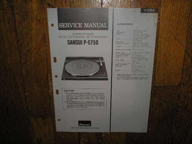 P-E750 Turntable Service Manual  Sansui