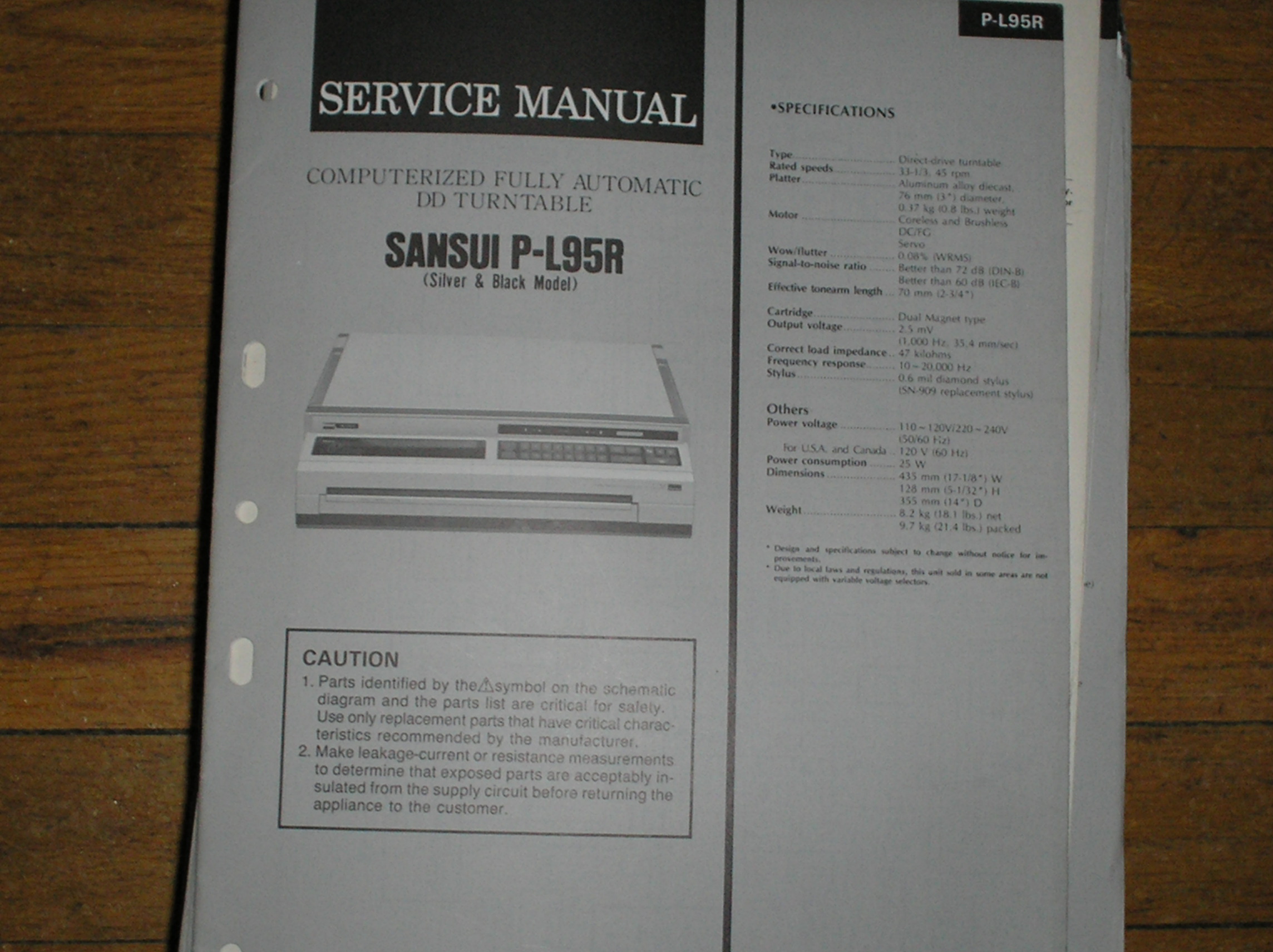 P-L95R Turntable Service Manual  Sansui