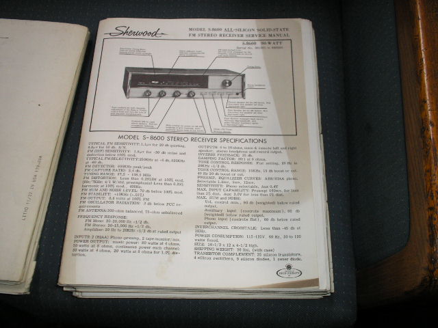 S-8600A Receiver Service Manual for Serial No 685001-686750  Sherwood 