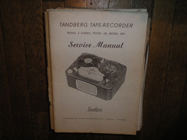 Model 3 3B 3BF Tape Recorder Service Manual  TANDBERG