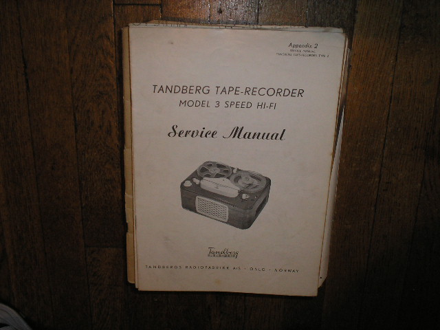 Model 3 Hi-Fi Tape Recorder Service Manual  TANDBERG