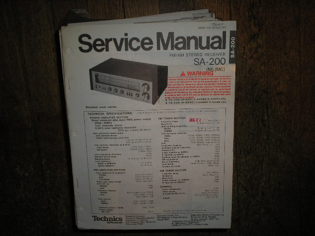 SA-200 Receiver Service Manual  Technics 