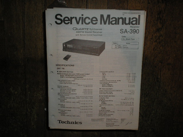 SA-390 Receiver Service Manual  Technics 
