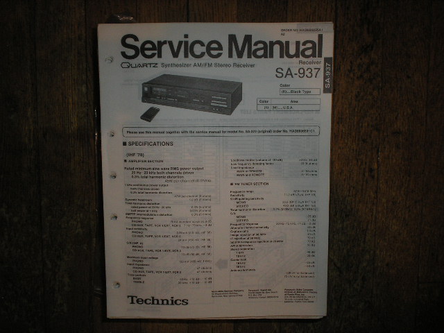 SA-937 Receiver Service Manual  Technics 