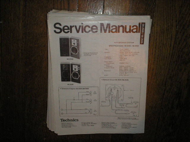 SB-2520 SB-2525 Speaker System Service Manual  Technics 