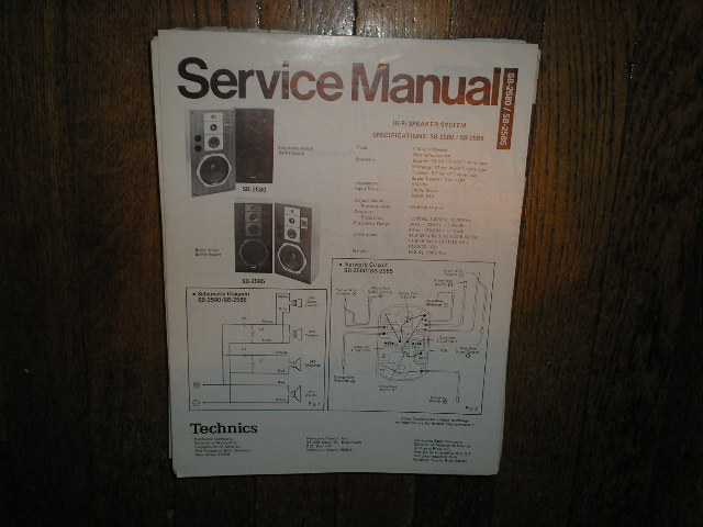 SB-2580 SB-2585 Speaker System Service Manual  Technics 