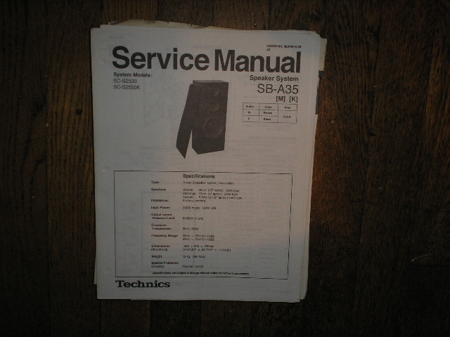 SB-A35 Speaker System Service Manual  Technics 