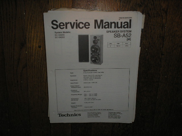 SB-A52 Speaker System Service Manual  Technics 