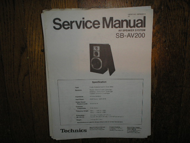 SB-AV200 Speaker System Service Manual  Technics 