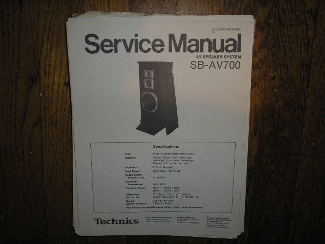 SB-AV700 Speaker System Service Manual  Technics 