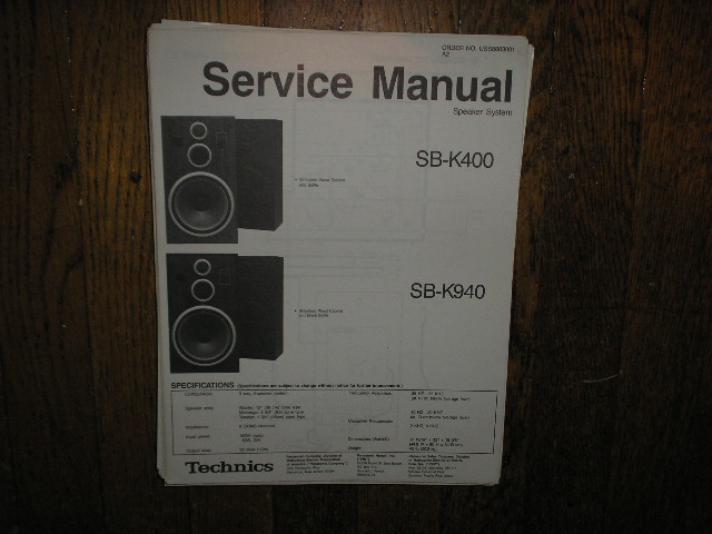 SB-K400 SB-K940 Speaker System Service Manual  Technics 