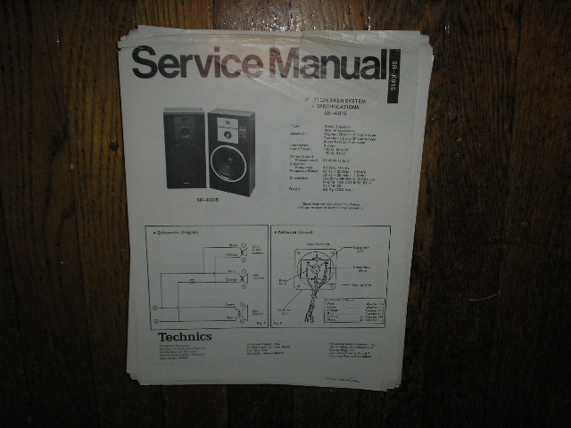 SB-K915 Speaker System Service Manual  Technics 