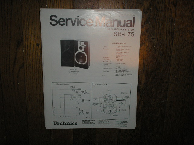 SB-L75 Speaker System Service Manual  Technics 