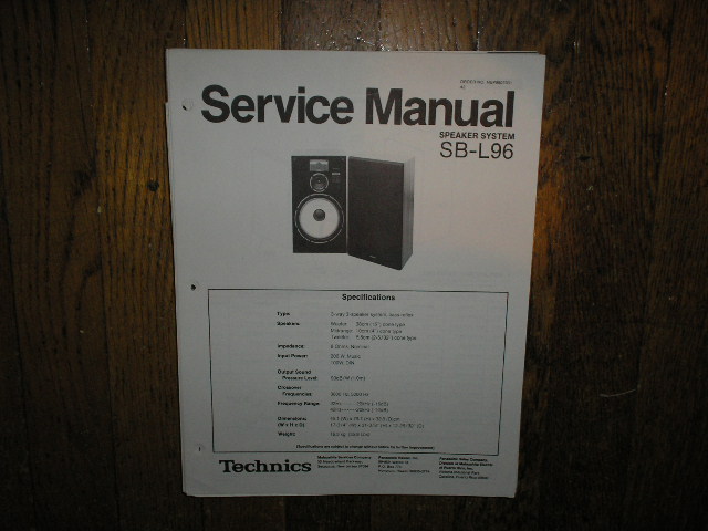 SB-L96 Speaker System Service Manual  Technics 