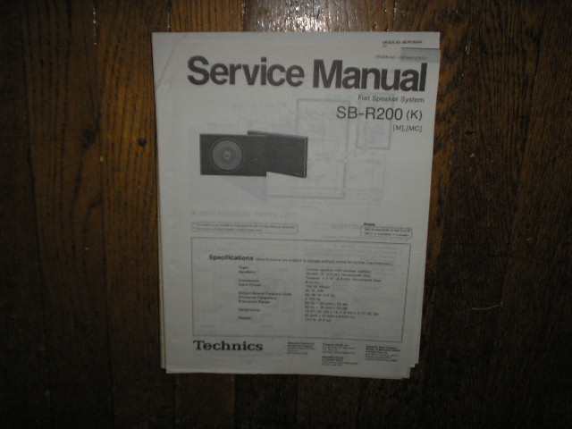 SB-R200 Speaker System Service Manual  Technics 