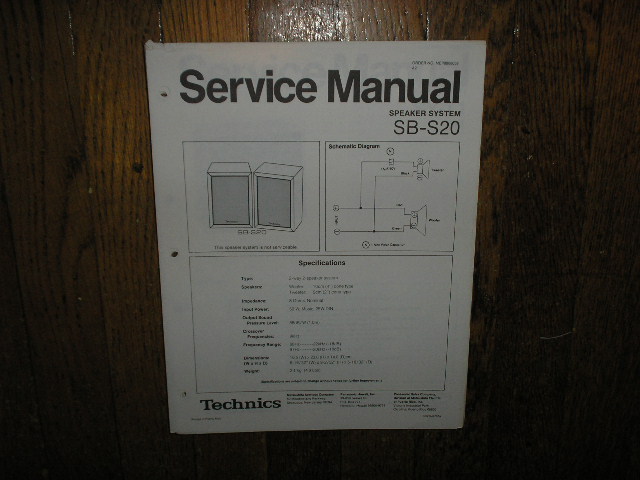 SB-S20 Speaker System Service Manual  Technics 