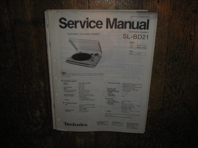 SL-BD21 Turntable Service Manual  Technics 