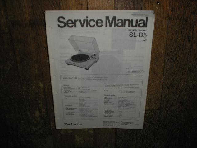 SL-D5 Turntable Service Manual  Technics 