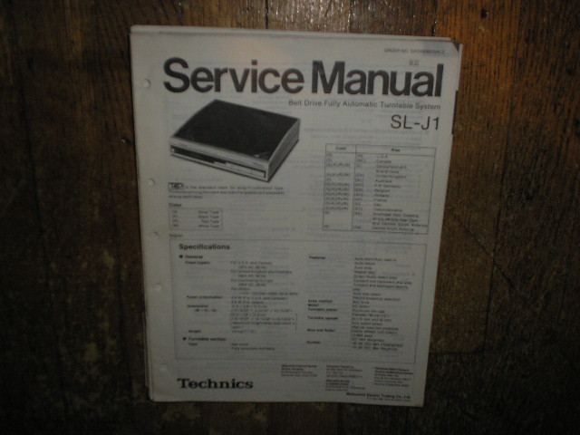 SL-J1 Turntable Service Manual  Technics 