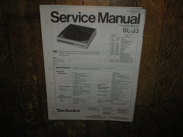 SL-J3 Turntable Service Manual  Technics 