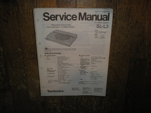 SL-L3 Turntable Service Manual  Technics 
