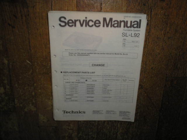 SL-L92 Turntable Service Manual  Technics 