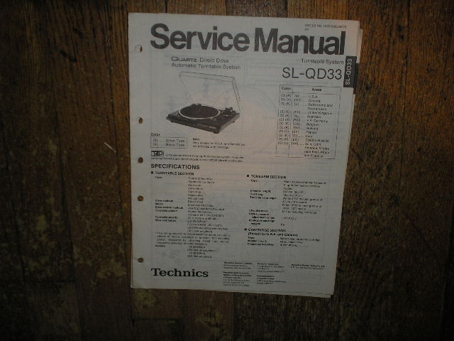 SL-QD33 Turntable Service Manual  Technics 