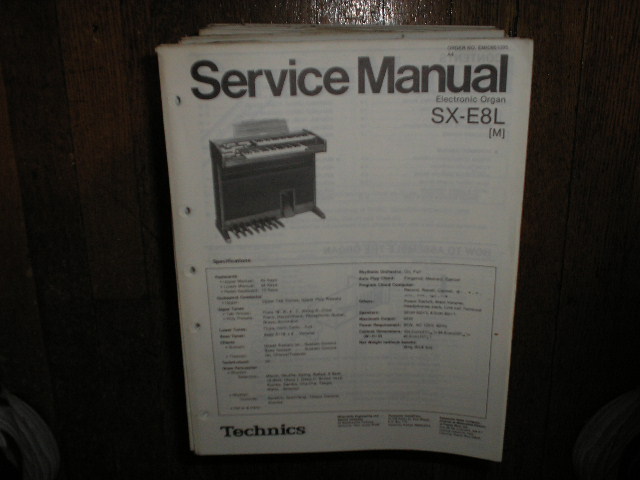 SX-E8L Electric Organ Service Manual