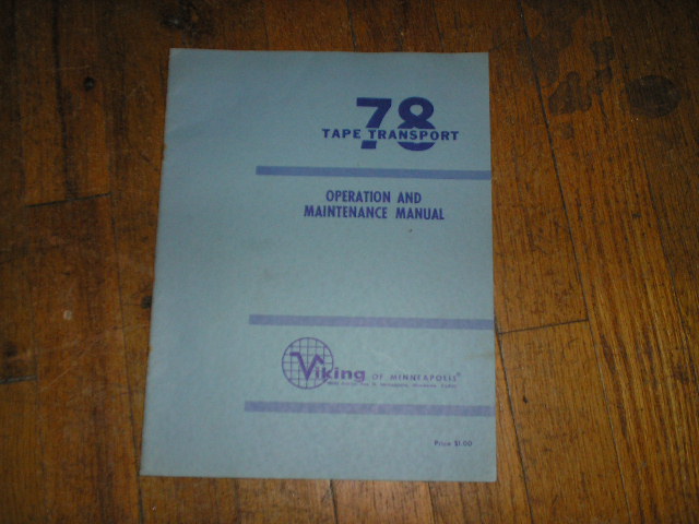 78 Tape Transport Operating Instruction and Maintenance Manual