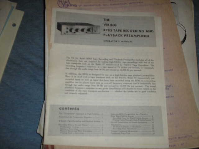 RP83 Record Playback Amplifier Operating Instruction Manual with Schematics