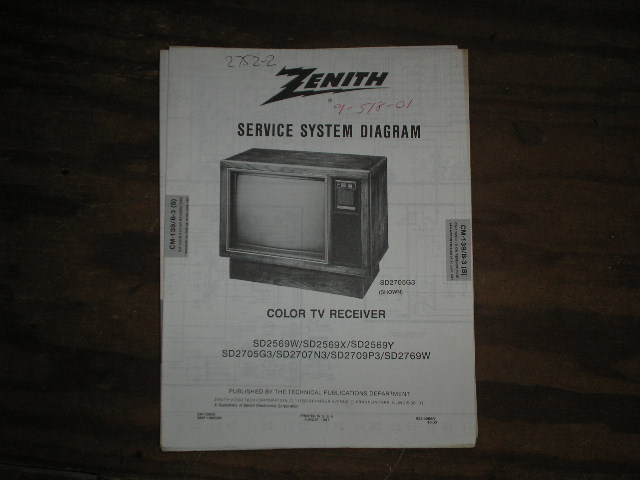 SD2569W SD2569X  SD2569Y SD2705G3 SD2707N3 SD2709P3 TV Service Diagram CM-139 B-3 S T Chassis Television Service Information With Schematics
