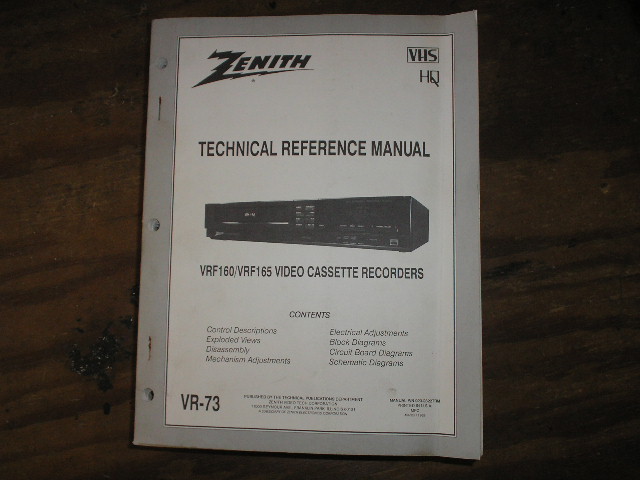Zenith VRF160 VRF165 VCR Technical Reference Manual... 
Manual VR-73