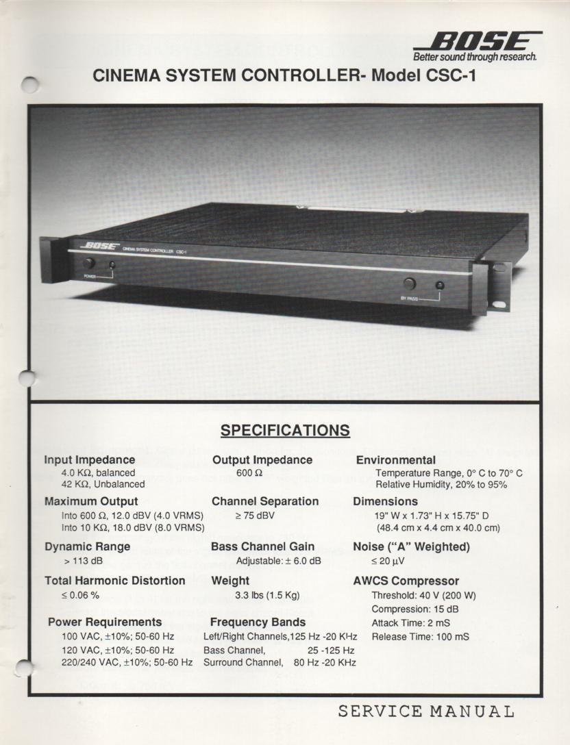 CSC-1 Cinema System Controller Service Manual