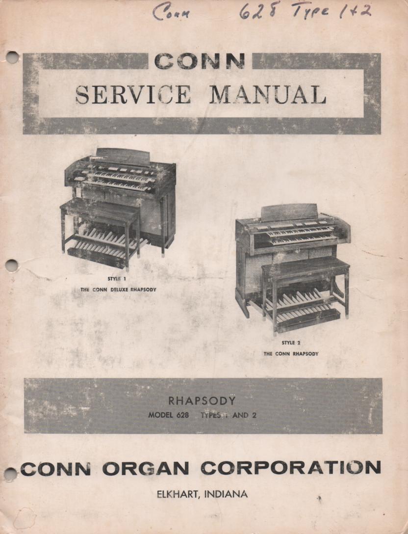 628 Rhapsody & Deluxe Rhapsody Type 1 & 2 Style 1 & 2 Organ Service Manual 