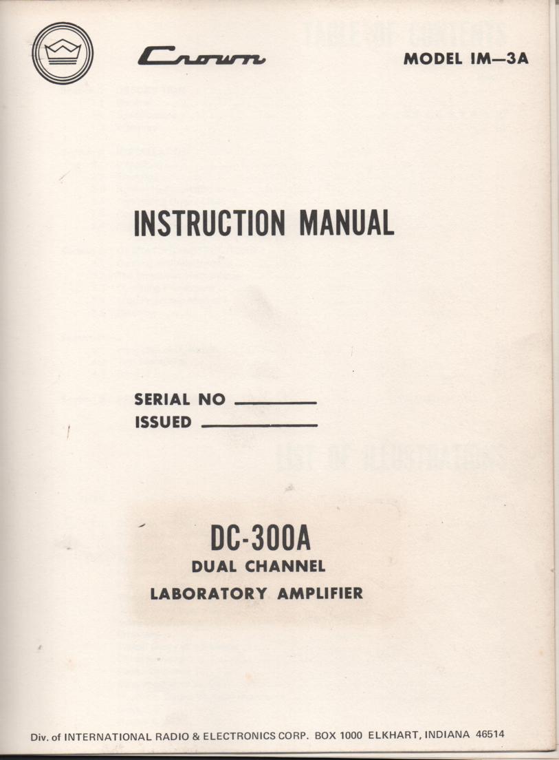 DC-300A  Power Amplifier Owners Manual  1.. IM3A