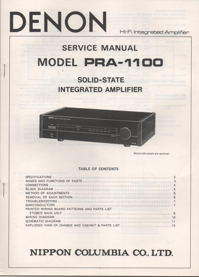 PRA-1100 Amplifier Service Manual