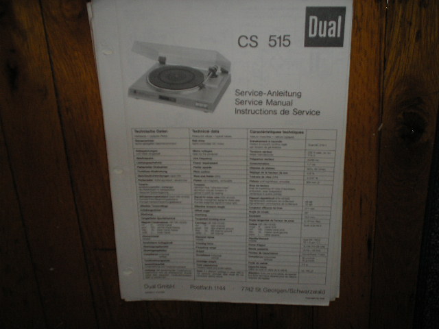 CS515 Turntable Service Manual  Dual