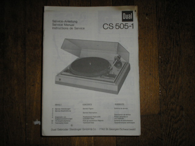 CS505-1 Turntable Service Manual  Dual