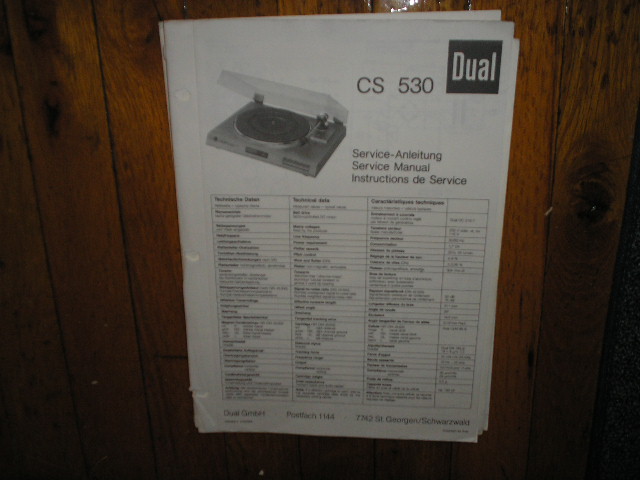 CS530 Turntable Service Manual  Dual