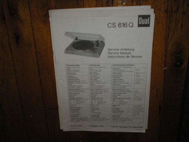 CS616Q Turntable Service Manual  Dual