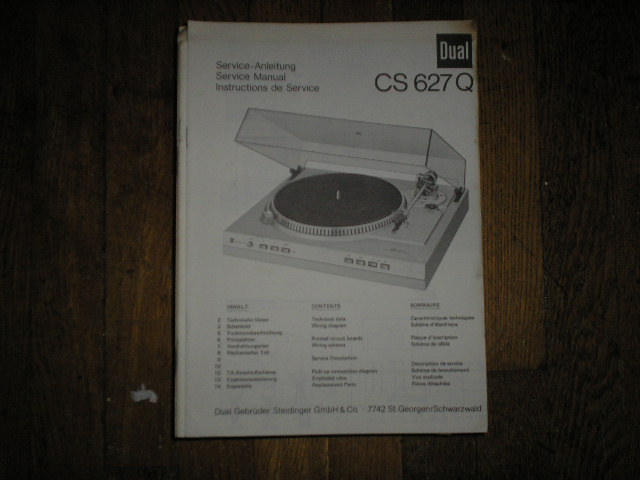 CS627Q Turntable Service Manual  Dual