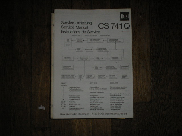 CS741Q Turntable Service Manual  Dual