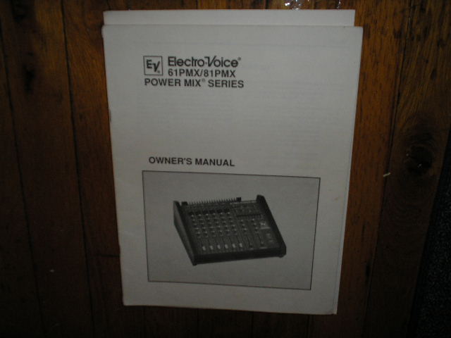 61PMX 81PMX Power Mixer Service Owners Manual