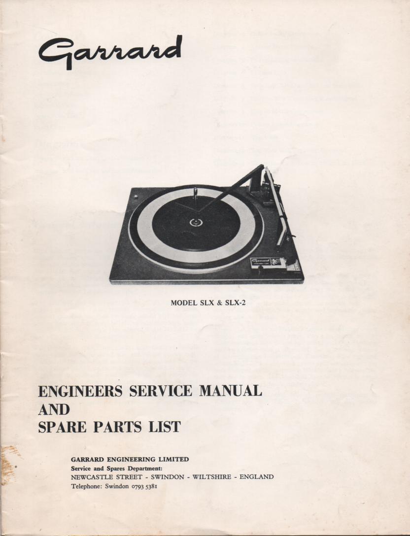 SLX SLX-2 Turntable Service Manual  GARRARD
