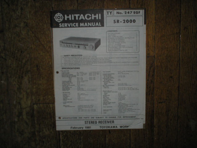 SR-2000 Receiver Service Manual  Hitachi