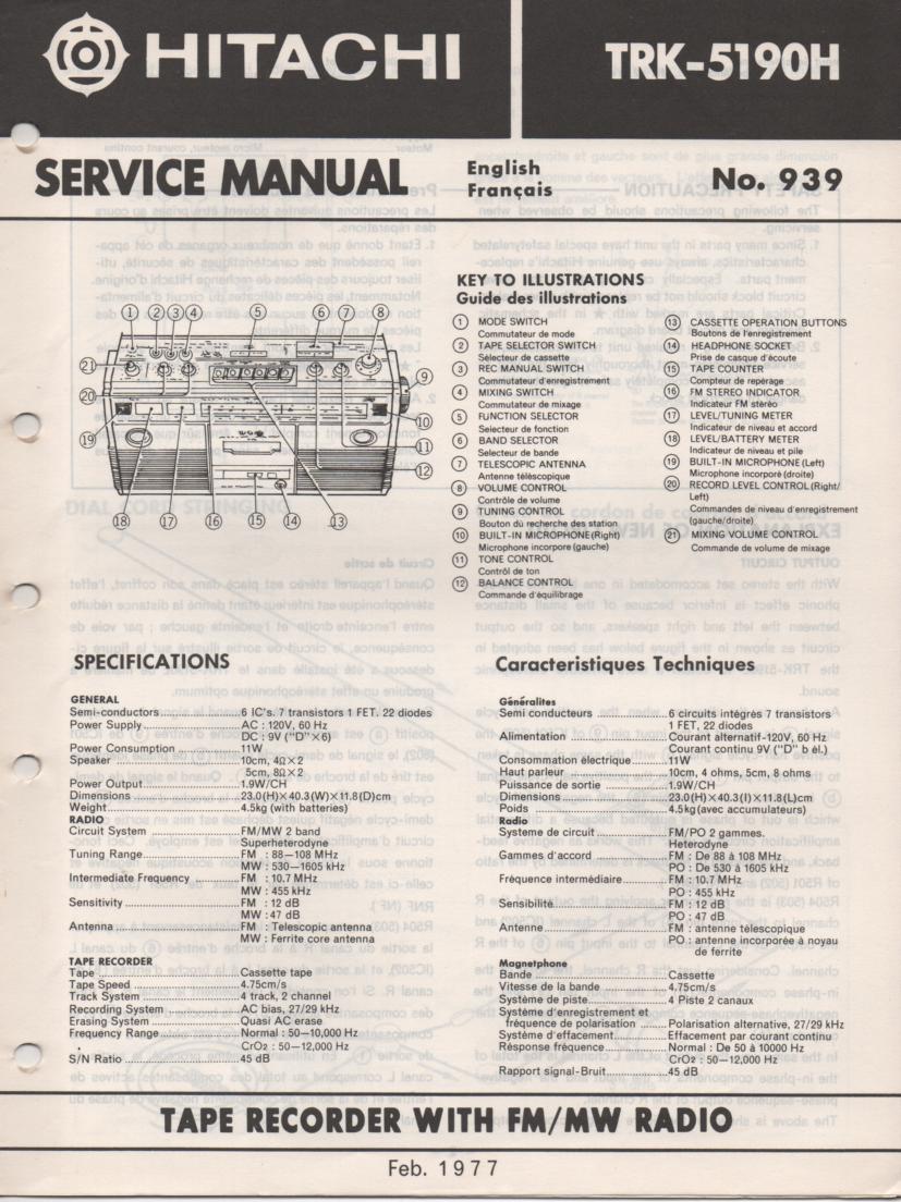 TRK-5190H Radio Service Manual